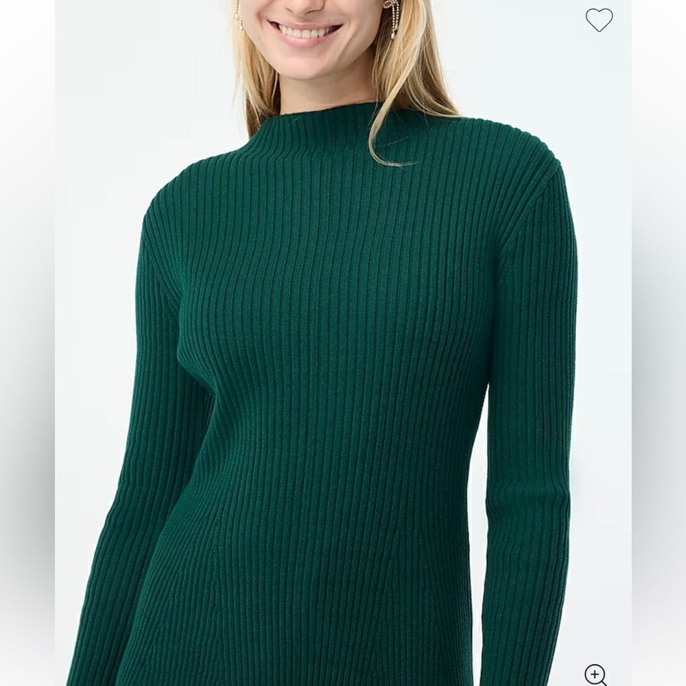NWT J CREW Factory Ribbed mini sweater-dress in Academic green - Picture 5 of 10
